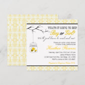 Uitnodiging voor Bee Mason Jar Baby shower (Voorkant / Achterkant)