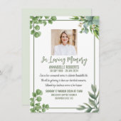 Uitnodiging voor begrafenis met eucalyptusbladeren (Voorkant / Achterkant)