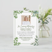 Uitnodiging voor begrafenis met eucalyptusbladeren (Staand voorkant)