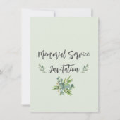 Uitnodiging voor begrafenis met eucalyptusbladeren (Achterkant)