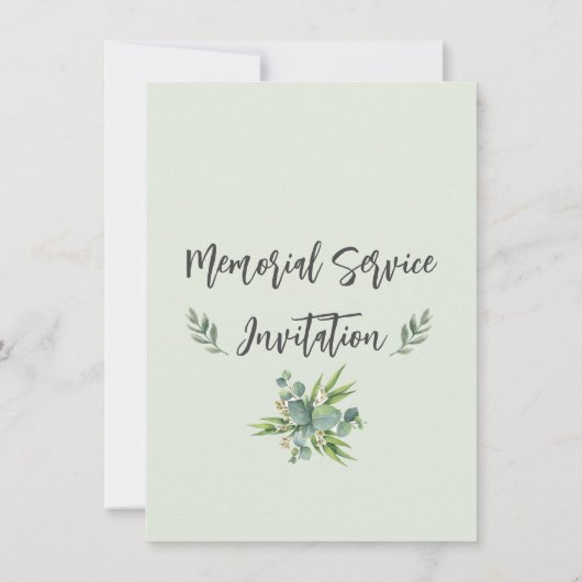Uitnodiging voor begrafenis met eucalyptusbladeren (Achterkant)
