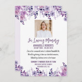 Uitnodiging voor begrafenis met Paarse wilde bloem (Voorkant / Achterkant)