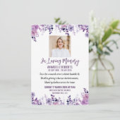 Uitnodiging voor begrafenis met Paarse wilde bloem (Staand voorkant)