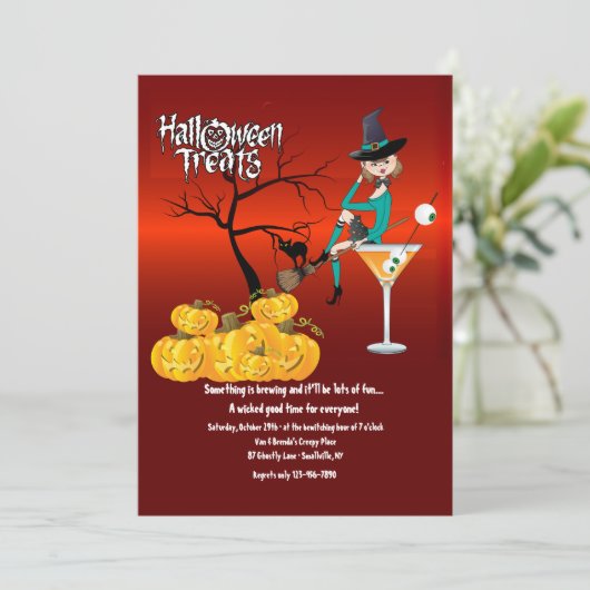 Uitnodiging voor behandeling van Halloween (Staand voorkant)