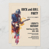 Uitnodiging voor Beige Rock and Roll Party (Voorkant / Achterkant)