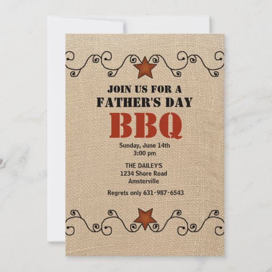 Uitnodiging voor bekabelde Red Star Vaderdag BBQ (Voorkant)