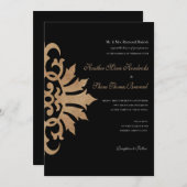 Uitnodiging voor Belize Scroll Flourish (tan/zwart (Voorkant / Achterkant)