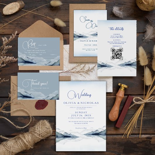 Uitnodiging voor berghuwelijk Rustieke uitnodiging