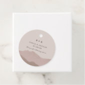 Uitnodiging voor berglandschapsbruiloft bedankjes labels (In situ)