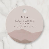 Uitnodiging voor berglandschapsbruiloft bedankjes labels (Voorkant)