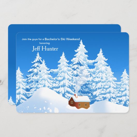 Uitnodiging voor besneeuwde hut (Voorkant / Achterkant)