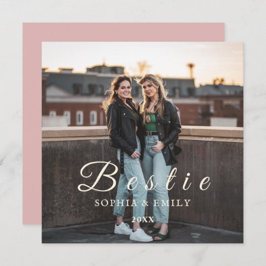 Uitnodiging voor beste vrienden collage foto - Nam (Voorkant / Achterkant)