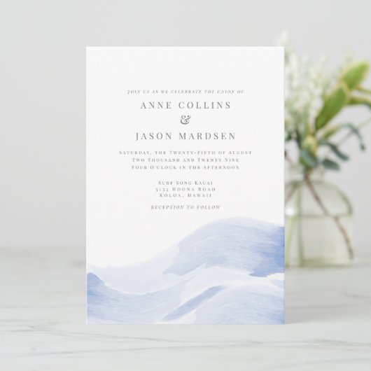 Uitnodiging voor bestemmings-bruiloft - Oceaangolv (Staand voorkant)