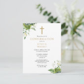 Uitnodiging voor bevestiging groen monogram (Staand voorkant)