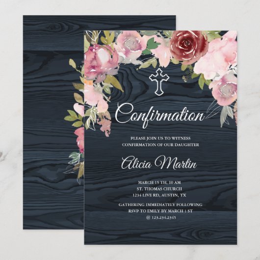 Uitnodiging voor bevestiging van trillende blauw h (Voorkant / Achterkant)