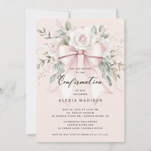 Uitnodiging voor bevestiging voor boog en bloesem (Voorkant)