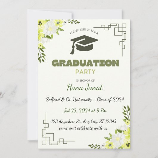 Uitnodiging voor bewerkbaar Afstuderen (Voorkant)