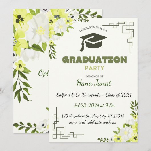 Uitnodiging voor bewerkbaar Afstuderen (Voorkant / Achterkant)