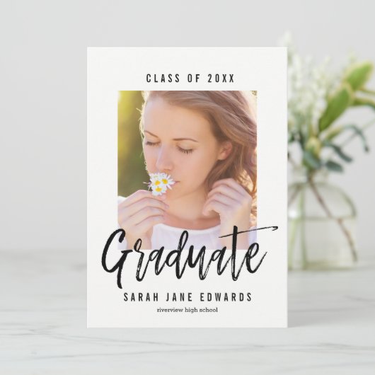 Uitnodiging voor bewerkbaar Afstuderen in penseelv (Staand voorkant)