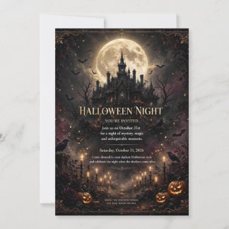 Uitnodiging voor bewerkbaar Halloween Nacht Gothe