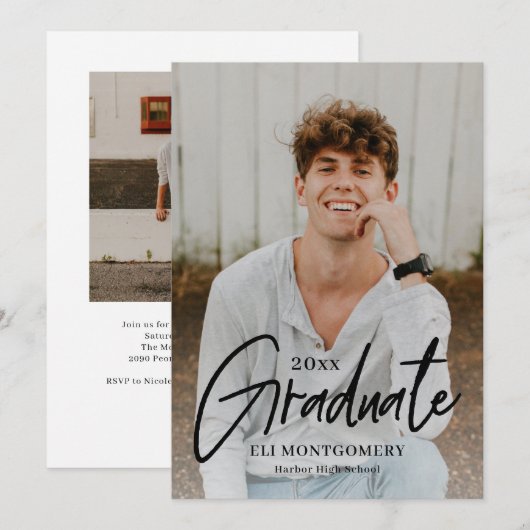 Uitnodiging voor bewerkbaar Word-Afstuderen bewerk (Voorkant / Achterkant)