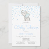 Uitnodiging voor bewerkbare blauwe olifant (Voorkant)