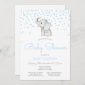 Uitnodiging voor bewerkbare blauwe olifant (Voorkant / Achterkant)