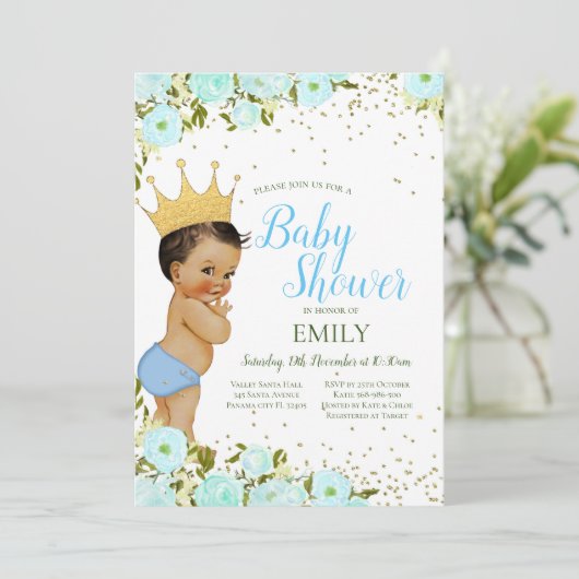 Uitnodiging voor bewerkbare prins voor jongens (Staand voorkant)