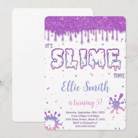 Uitnodiging voor bewerkbare slijm (Voorkant / Achterkant)