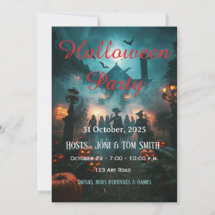 Uitnodiging voor bewerkbare spookhuis Halloween-fe