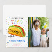Uitnodiging voor bewerkbare taco-verjaardagsfoto (Voorkant / Achterkant)