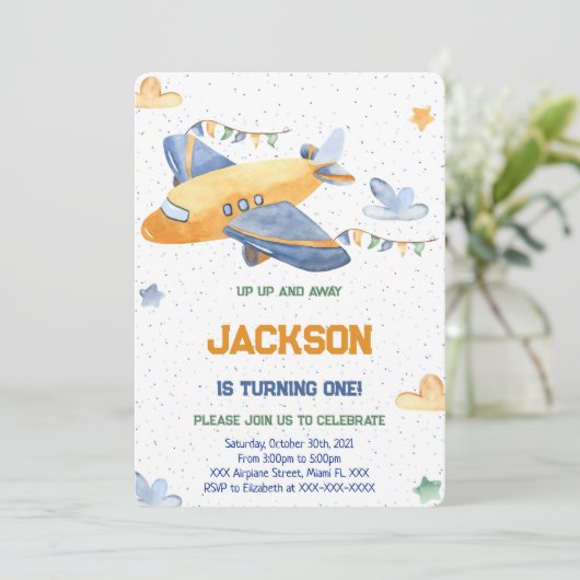 Uitnodiging voor bewerkbare verjaardag van het vli (Staand voorkant)