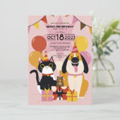 Uitnodiging voor bewerking van Dog of Cat Birthday (Staand voorkant)