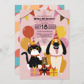 Uitnodiging voor bewerking van Dog of Cat Birthday (Voorkant / Achterkant)