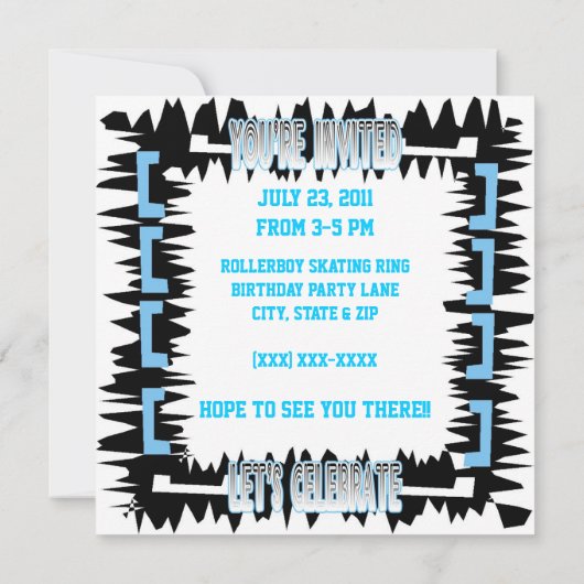 Uitnodiging voor bezoekers van Birthday Party Cak  (Achterkant)