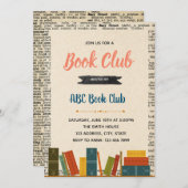 Uitnodiging voor bibliotheekboek thema feestje (Voorkant / Achterkant)