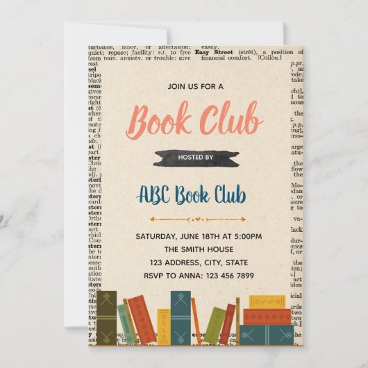 Uitnodiging voor bibliotheekboek themafeest (Voorkant)