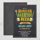 Uitnodiging voor bier- en bbq-verjaardagsfeestje (Voorkant / Achterkant)