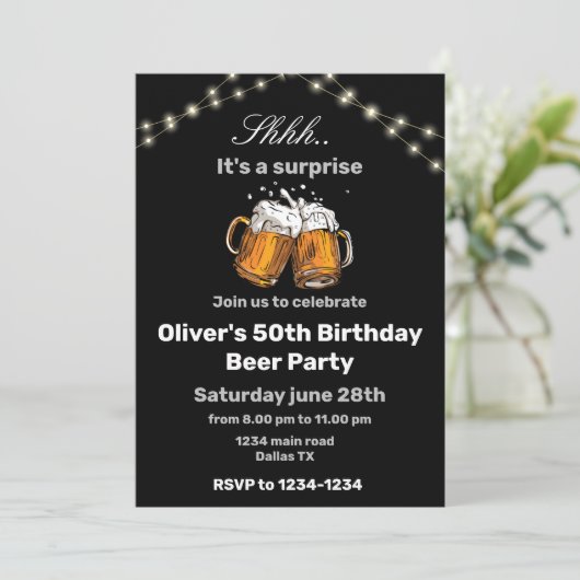 Uitnodiging voor bieren op 50e verjaardag (Staand voorkant)