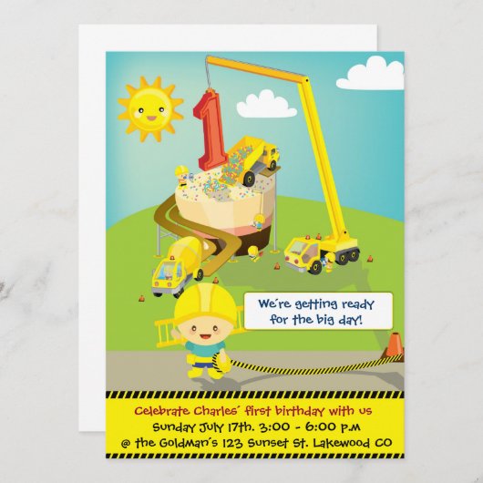 Uitnodiging voor Big Day Birthday (Voorkant / Achterkant)