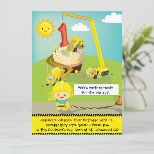 Uitnodiging voor Big Day Birthday (Staand voorkant)