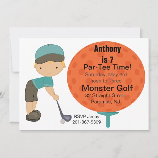 Uitnodiging voor Big Golf Ball Boys (Voorkant)