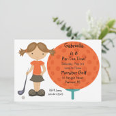 Uitnodiging voor Big Golf Ball Girls Party (Staand voorkant)