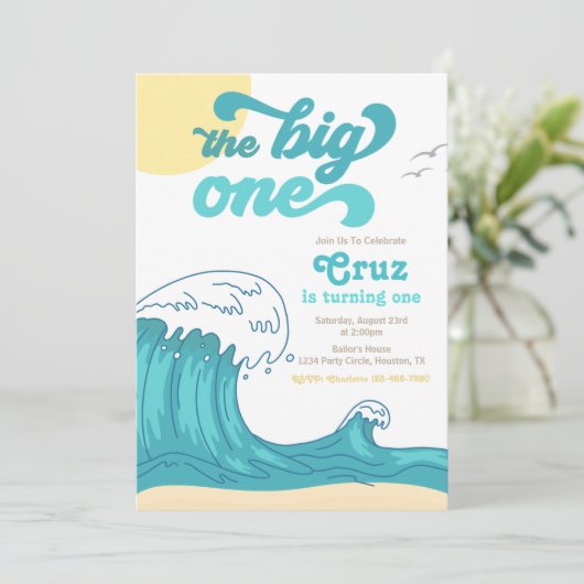 Uitnodiging voor Big One surfen | Uitnodiging voor (Staand voorkant)