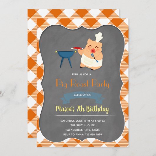 Uitnodiging voor big roast feest (Voorkant / Achterkant)