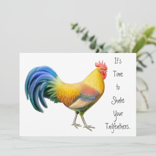 Uitnodiging voor Big Rooster Party (Staand voorkant)