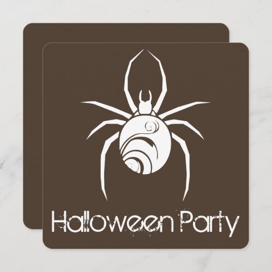 Uitnodiging voor Big Spider Halloween Party (Voorkant / Achterkant)
