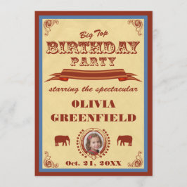 Uitnodiging voor Big Top Birthday Party