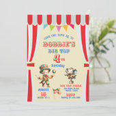 Uitnodiging voor Big Top Circus verjaardagsfeest (Staand voorkant)