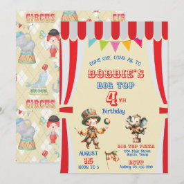 Uitnodiging voor Big Top Circus verjaardagsfeest